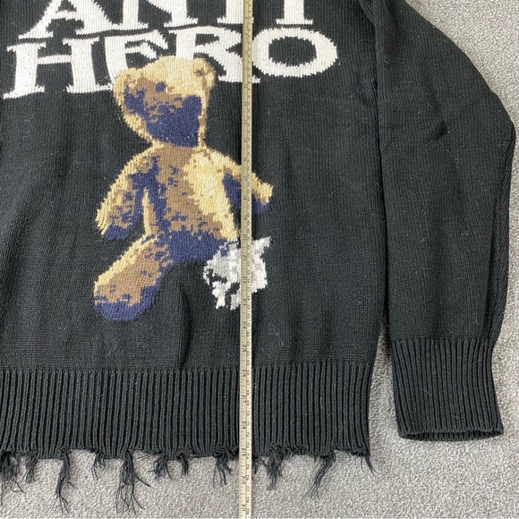 MODITEC-Anti-Hero Bear Distressed Sweater Black Women’s Size 2. - Picture 12 of 13